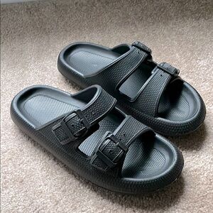 Black Double Buckle Sandals